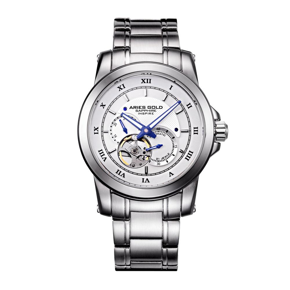 ARIES GOLD AUTOMATIC INFINUM FORZA SILVER STAINLESS STEEL G 9001 S-W MEN'S WATCH